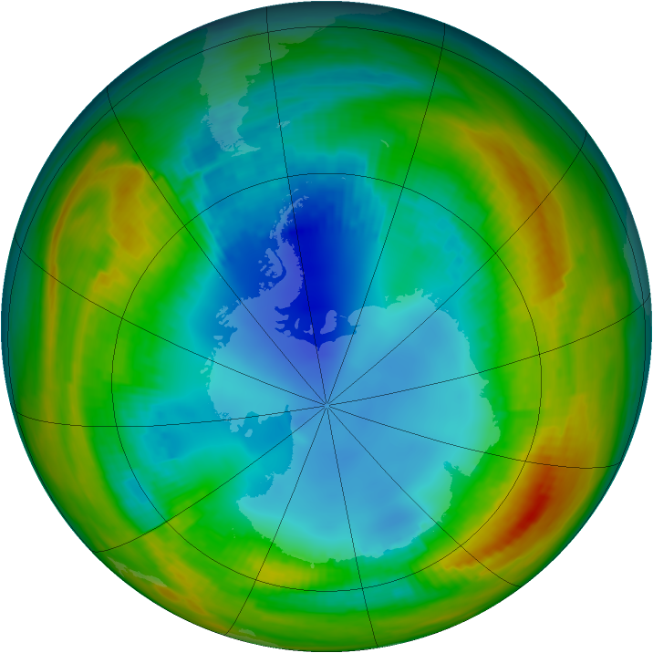 Antarctic ozone map for 08 August 1988